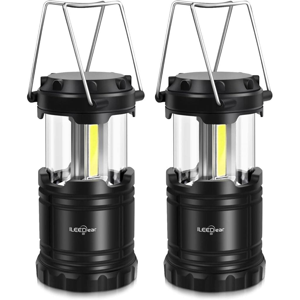 Lanterna de camping LED ILEEDear, alimentada por bateria, com brilho ajustável, adequada para camping, emergências, qued