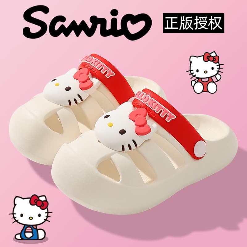 Sanrio sapatos infantis com buracos, chinelos para bebês, sandálias de verão para meninas, sapatos de praia antiderrapan