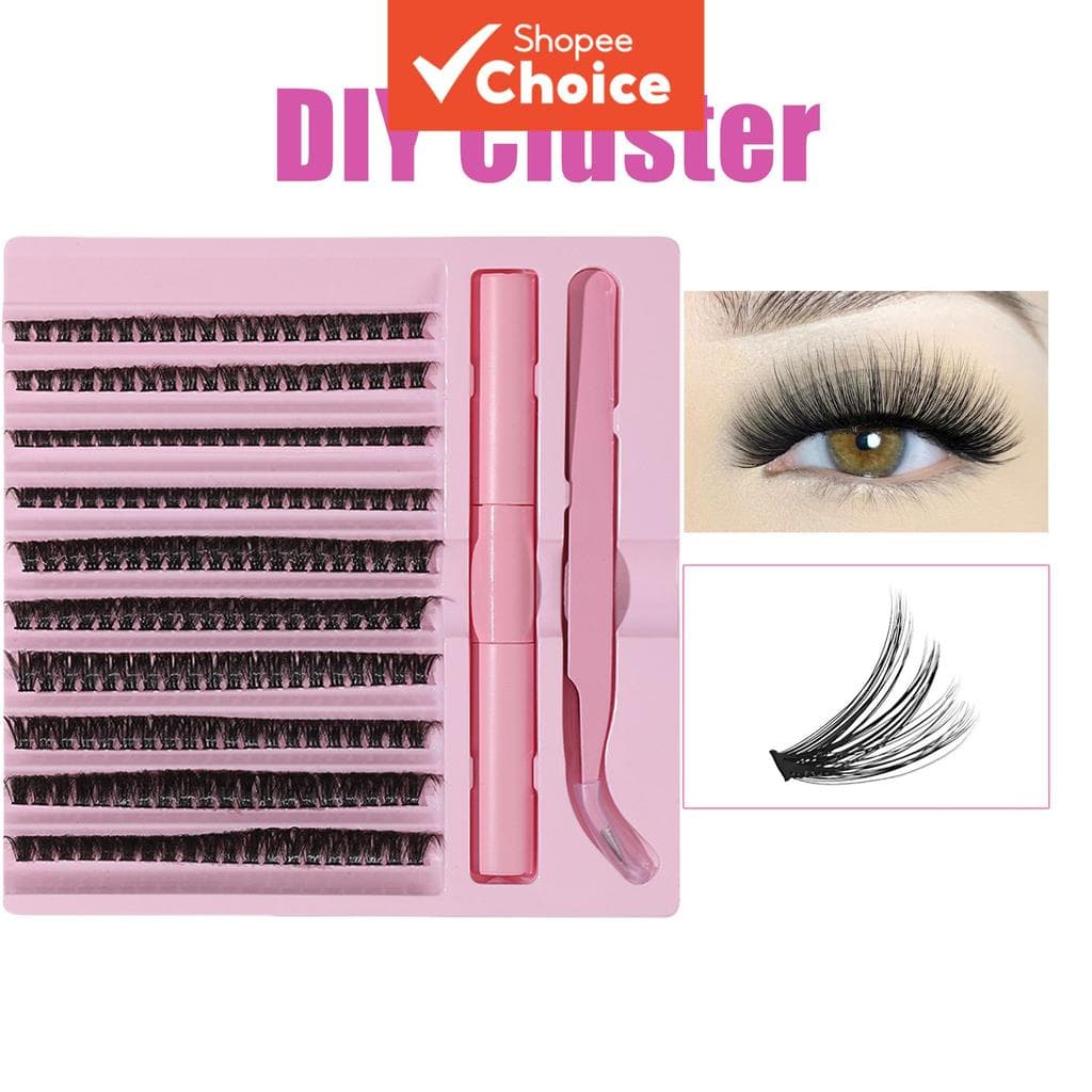 Kit de Extensão de Cílios com 200 Mechas 40D Russo Volume Mix 8-16mm com Pinça & Cola Profissional