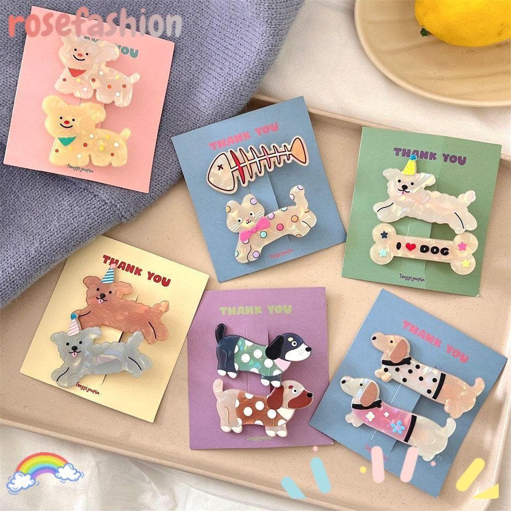 ROSEFASHION 2 Peças/conjunto de Presilhas de Cabelo de Animais, Tiara de Desenho Animado, Acessórios para Cães, Presilha