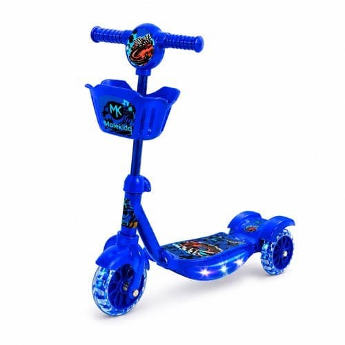 Patinete Infantil Tres Rodas Luz Led Azul Estavel Seguro Diversao Moderno