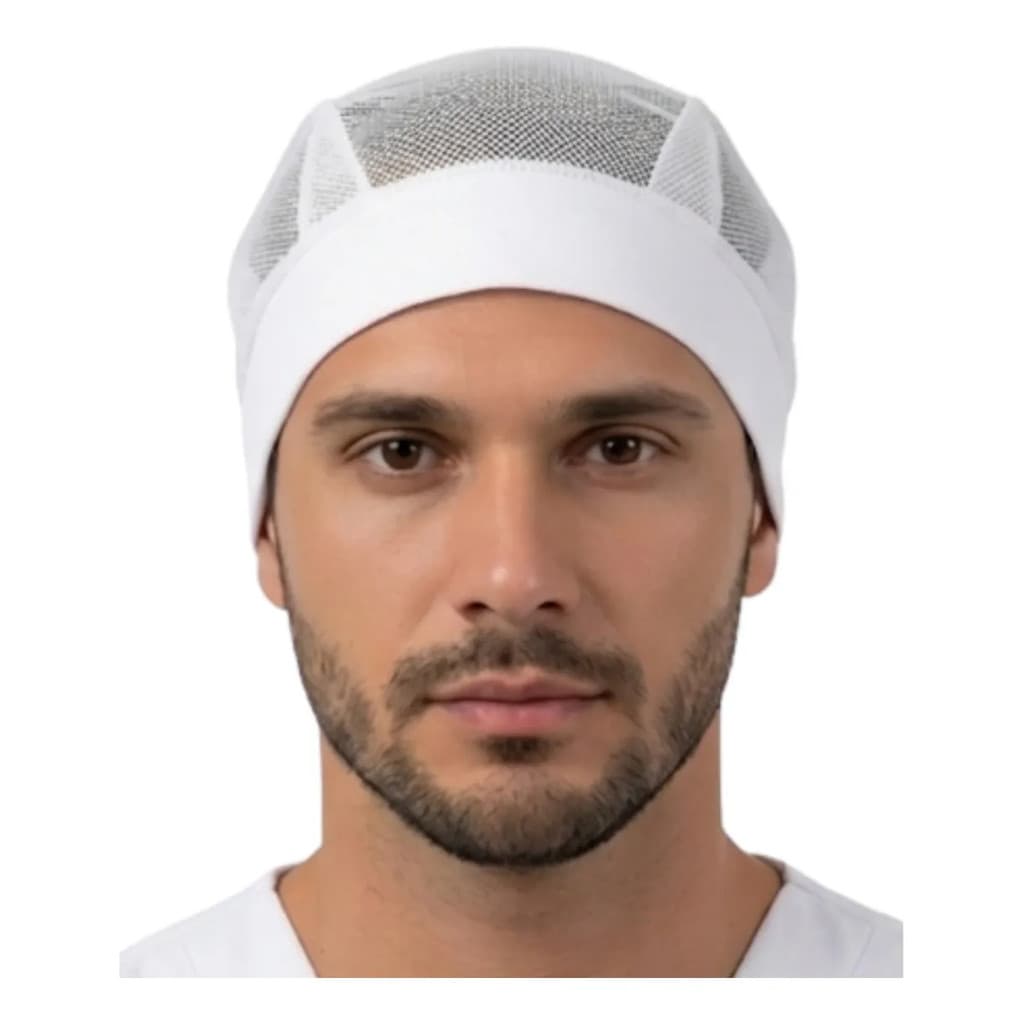 Kit 3 Toucas Masculino Rede Branco Cozinha Ajustável Com Aba
