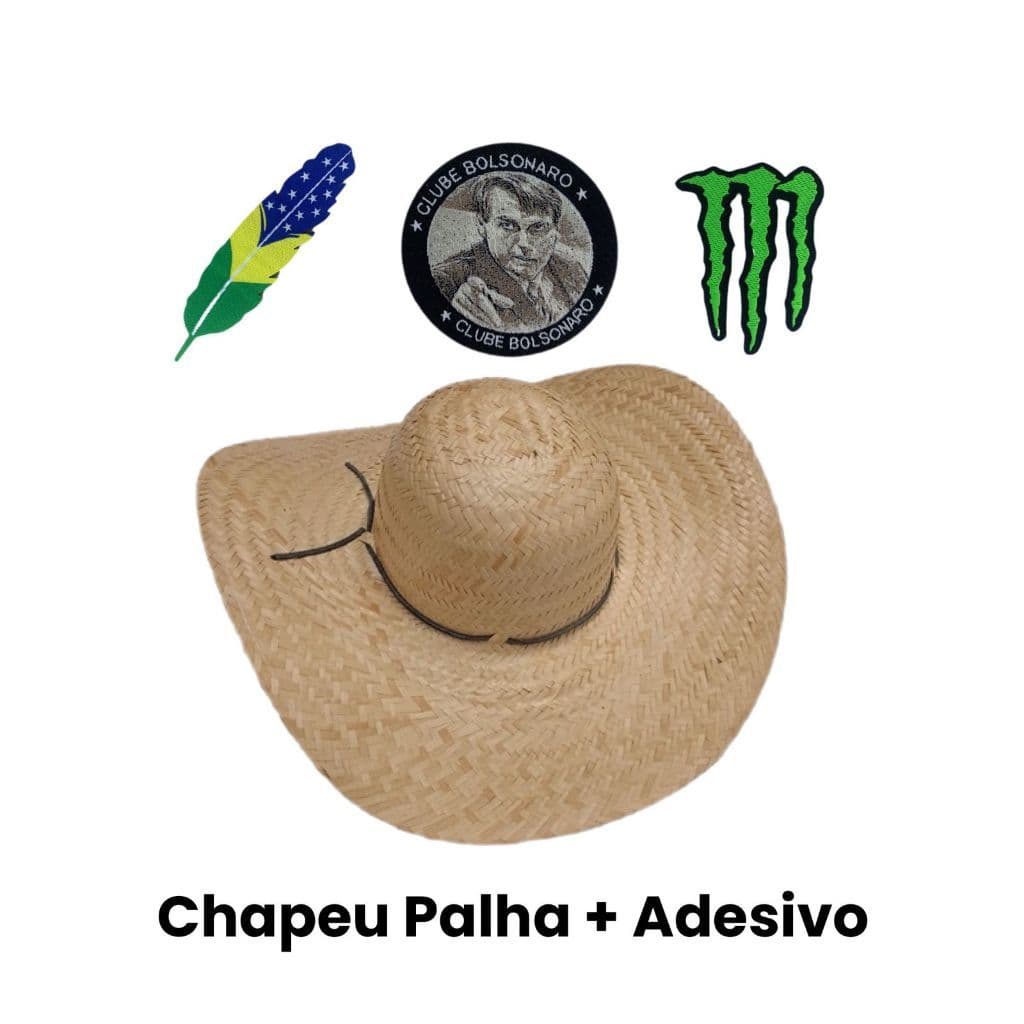 Chapeu Pantaneiro Caipira Country Com adesivos Alto Colante Rodeio Cowboy Unissex Copa Arredondado