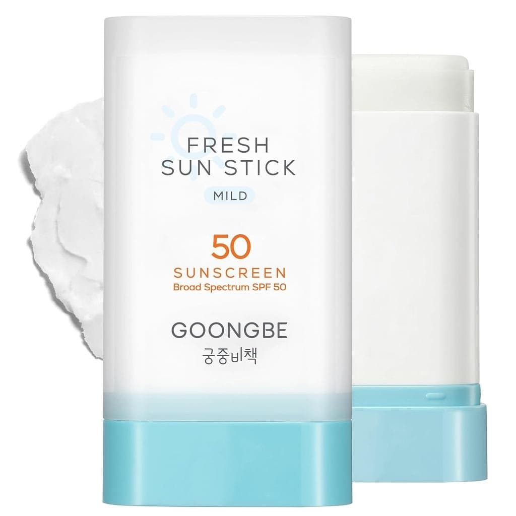 GOONGBE Fresh Sunscreen Stick, protetor solar mineral suave com FPS50, sem óxido de zinco, não oleoso, acabamento mate s
