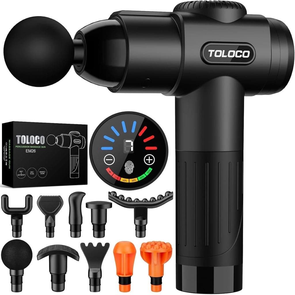TOLOCO Pistola de Massagem, Massagem Profunda para Costas para Atletas para Alívio da Dor, Massageador de Percussão com
