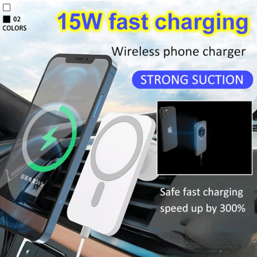 【15W Carregamento Inteligente】Suporte magnético para carregamento sem fio de veículos/Suporte de Carro/Carregador Rápido