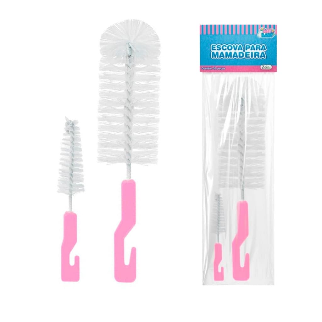 Kit Escova Limpa Mamadeira 2 Em 1  Escova Limpeza bico Garrafa  Copo Taça Lava Mamadeira