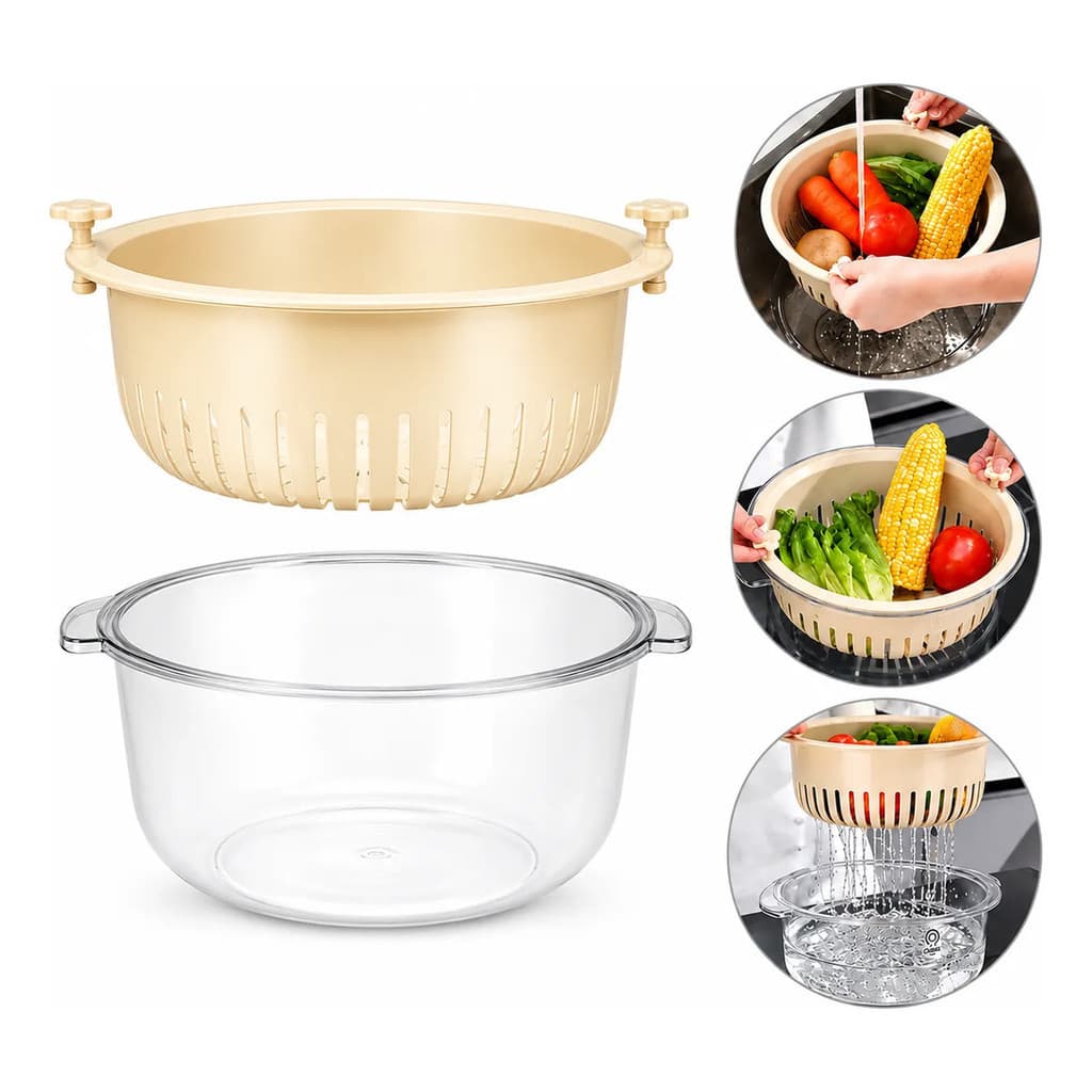 Cesto Escorredor Multifuncional Cozinha Frutas Legumes 2em1