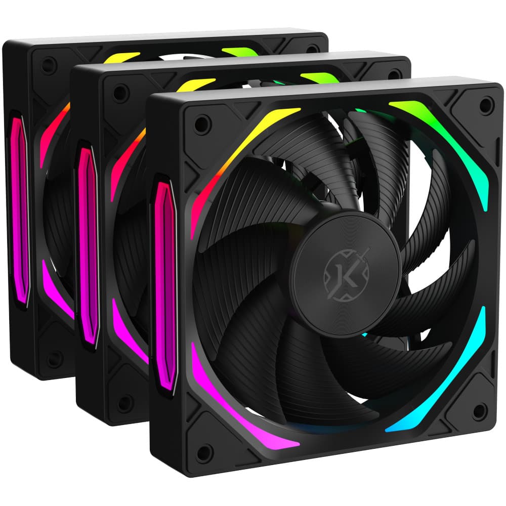 Kit com 3 Fans Kalkan Halo ARGB Reverse 120 mm Preto