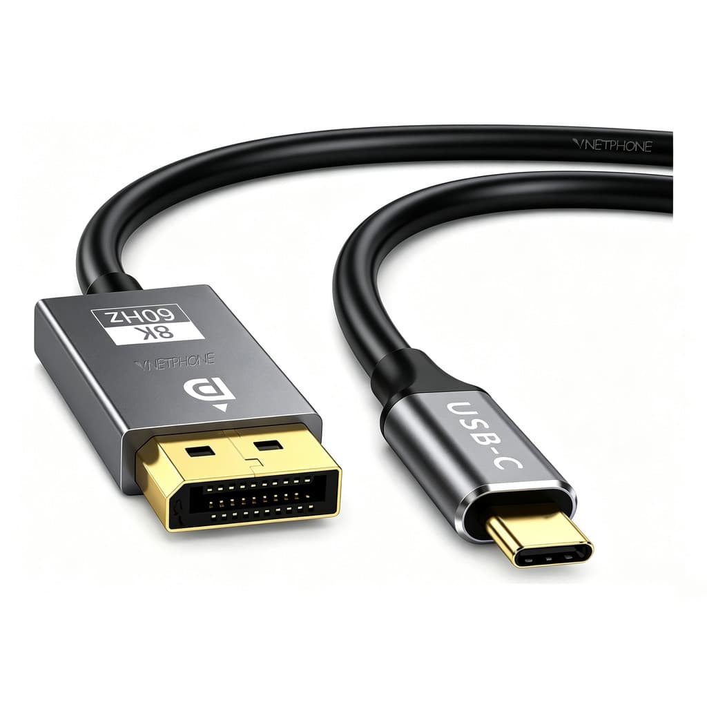 Cabo USB-C (Tipo-C) para DisplayPort Suporte 8K 60Hz e 4K 144Hz 1,8 Metros-Nova Voo