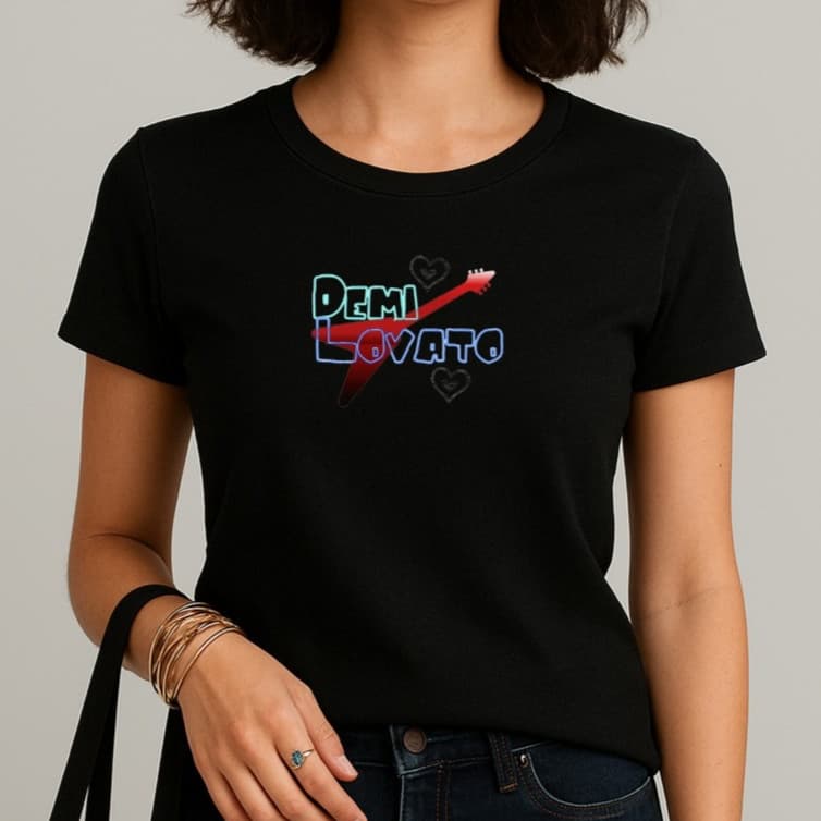 Camiseta Demi Lovato Cantora Pop Rock Simbolo Guitarra Camisa 100% Algodão