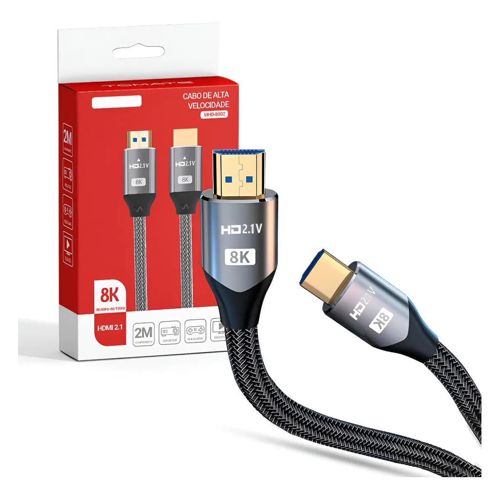 Cabo Hdmi 2.1 8k 2m Ultra Hd P/ Tv, Game E Projetor