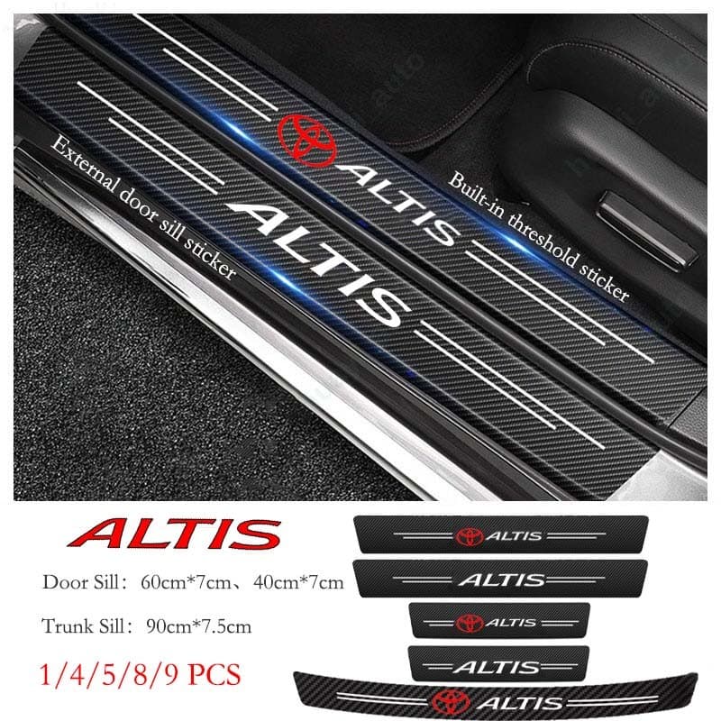 Adesivo De Couro De Fibra De Carbono Antiarranhões Para Soleira De Porta De Carro Toyota Corolla Altis G9 E120 E130 G10