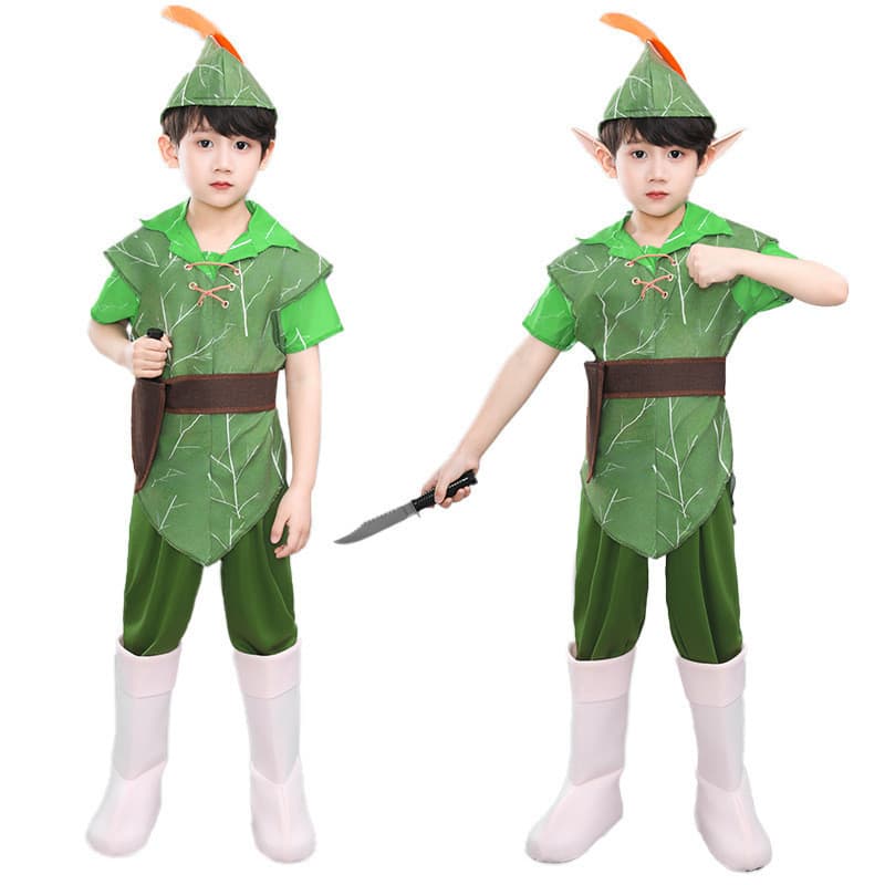 Natal crianças peter pan filme peter pan elfo verde crianças homens mulheres desempenho traje Campus