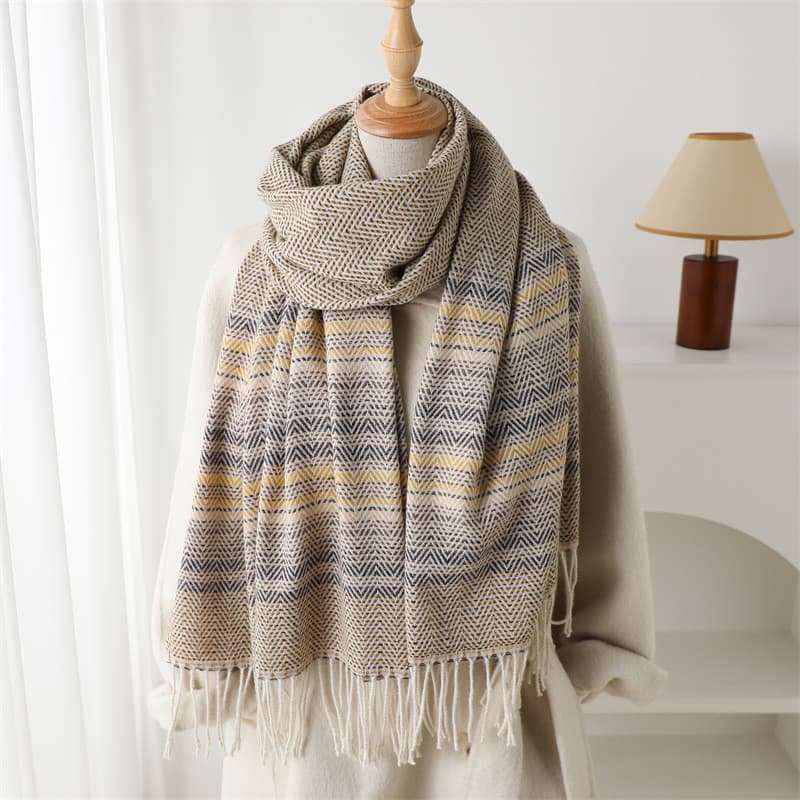2026 novo estilo imitação quente quente xale babador outono inverno moda High-End All-Match verificado borla cachecol