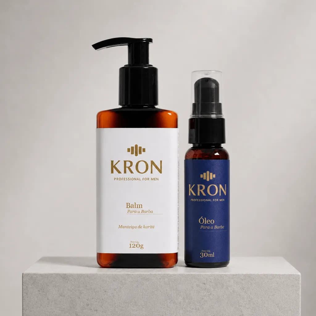 Combo Balm para Barba + Óleo para Barba Kron – Hidratação, Maciez e Controle