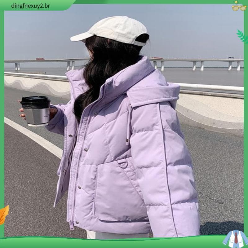 Jaqueta de pão espessada curta acolchoada jaqueta acolchoada feminina versão coreana solta outono inverno jaqueta acolch