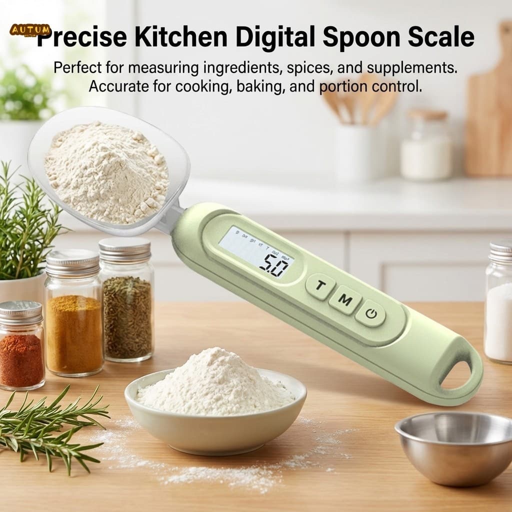 Balança Digital De Cozinha Com Colheres Duplas-Design Portátil De Alta Precisão Para Viagens Em Casa