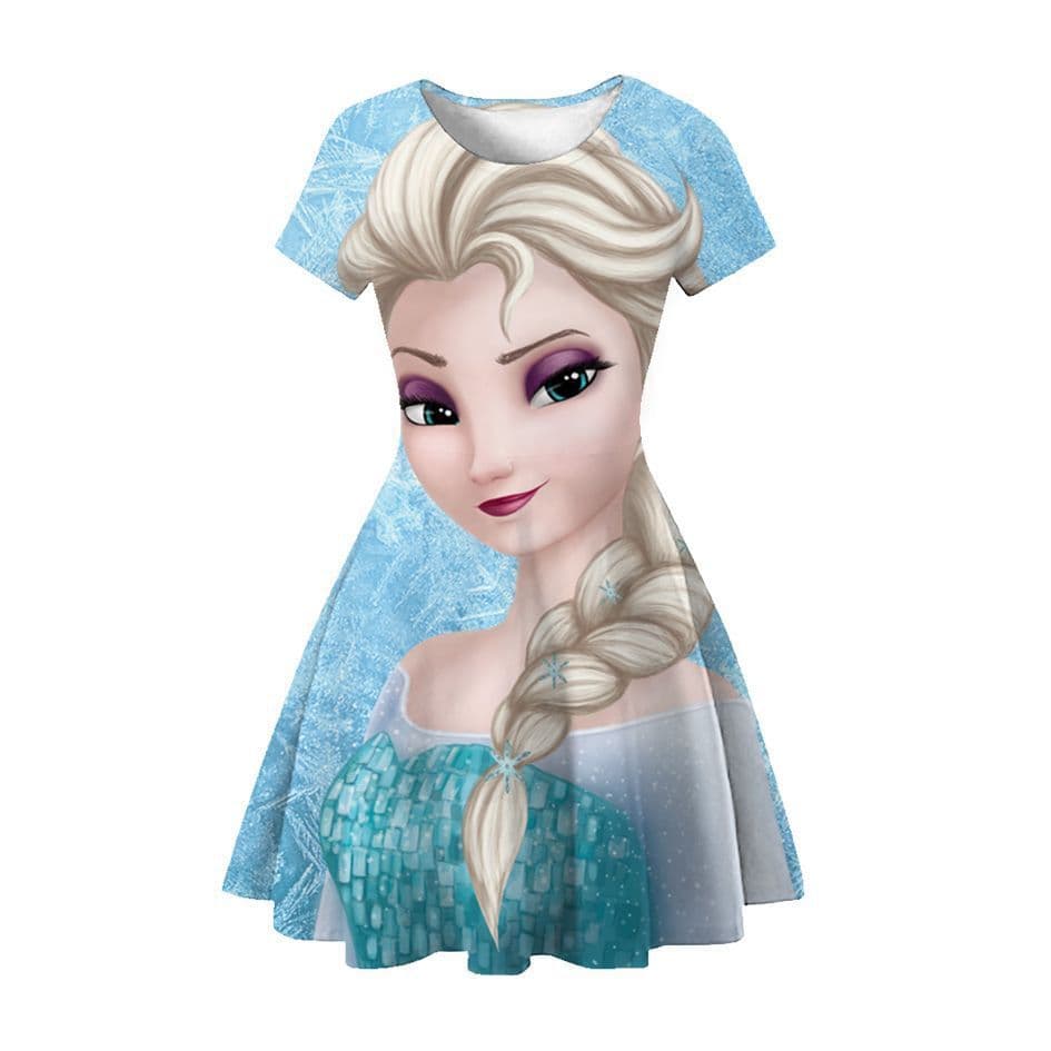 2026 Novo 3D Impresso Frozen Elsa Presente De Aniversário Vestido Para Meninas De Princesa Verão
