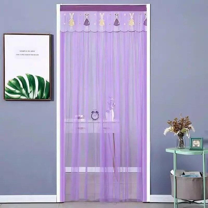 Cortina de porta de tela de Velcro Anti-Mosquito para casa de verão, cortina de porta de renda sem perfuração, divisória