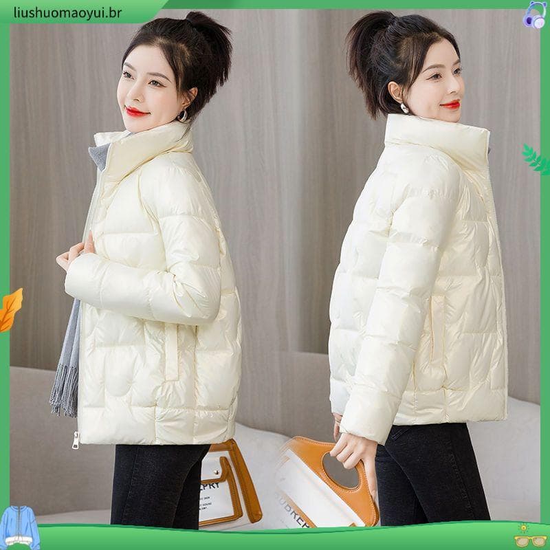 Jaqueta brilhante feminina jaqueta acolchoada estilo curto 2025 inverno outono novo estilo jaqueta acolchoada versão cor