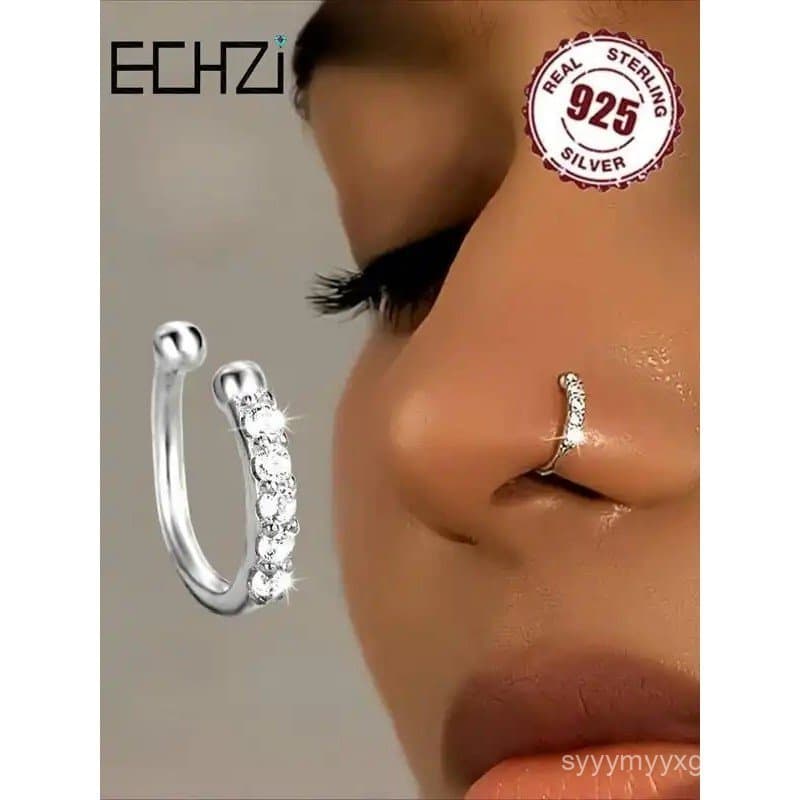 Anel de Nariz Falso de Prata Esterlina 925, Sem Necessidade de Perfuração, Acessório de Moda Hip Hop para Mulheres e Men