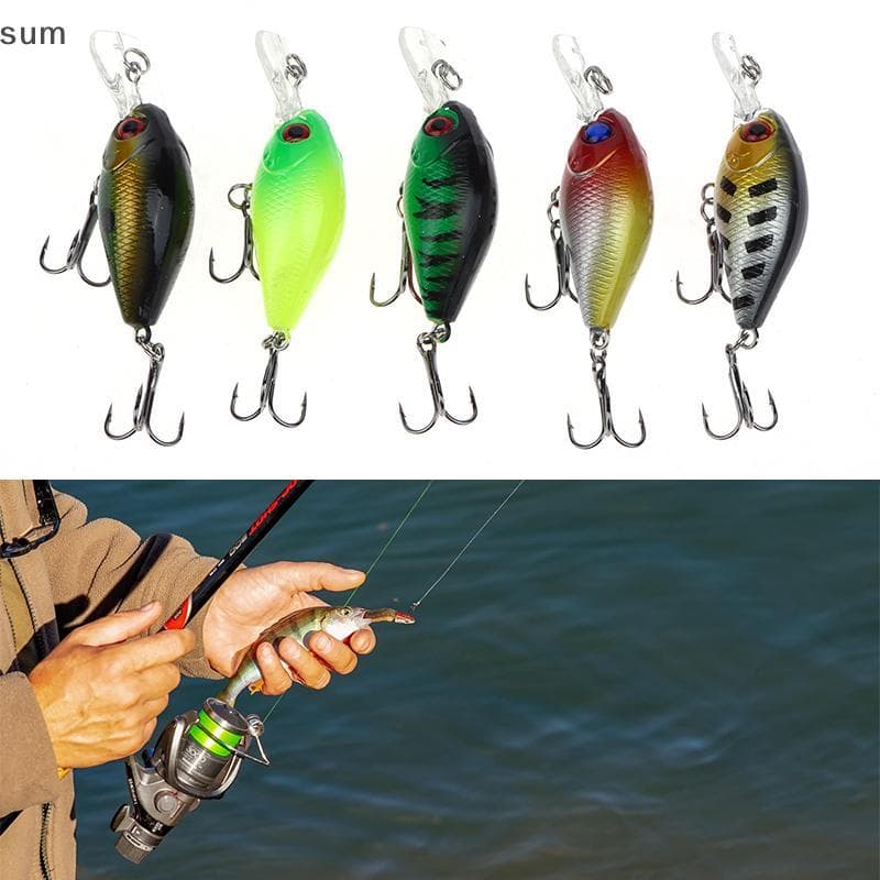 [sum] 5 Pçs/Caixa Crankbait Ro Fish Bass Isca De Pesca Conjunto 4.4g Iscas Artificiais Topwater Manivela Wobblers Conto