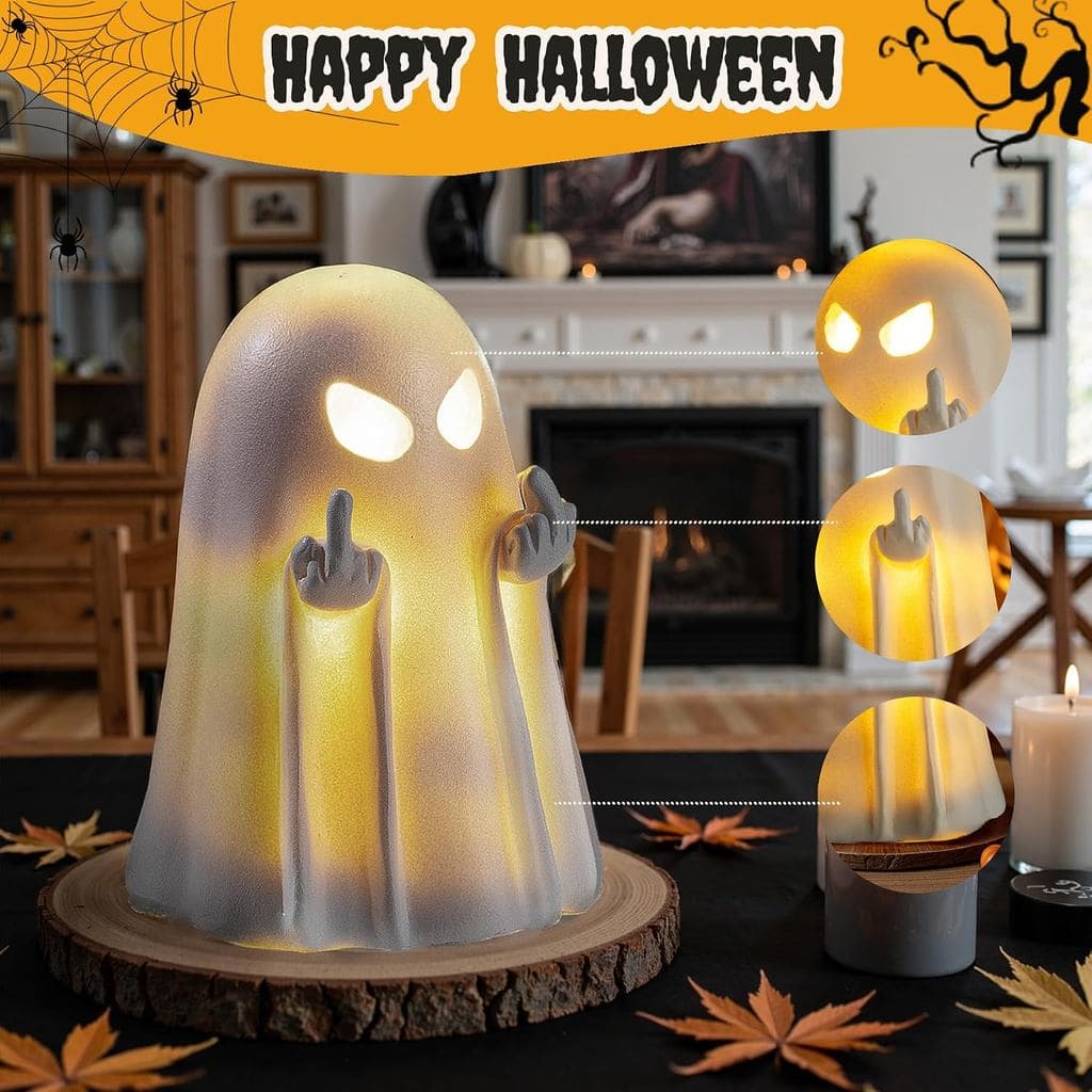 Luz LED Fantasma De Halloween De 11 Cm-Decoração De Mesa De Resina Para Ambiente Interno E Externo Assustador