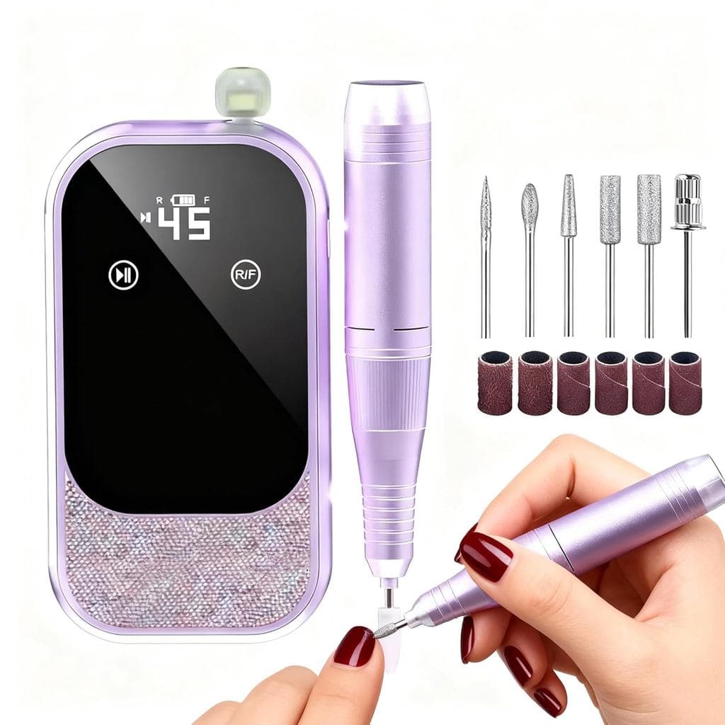 Kit de Máquina de Lixar Unhas Elétrica com 45.000 RPM, Lixa Elétrica Sem Fio para Remoção de Gel, Baixa Vibração, Silenc