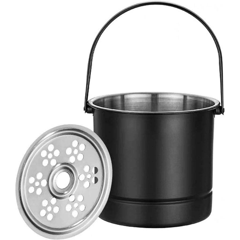 Balde de Gelo de 1L, Recipiente de Gelo Profissional em Aço Inoxidável Reforçado com Placa de Filtro e Alça de Transport
