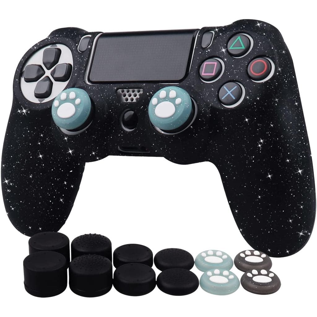 Capa de Controle Ralan para PS4 Slim/Pro - Capa de Silicone Antiderrapante com Glitter - Compatível com Controle Sem Fio