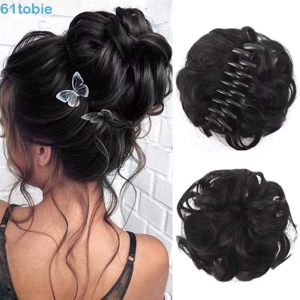 Coque De Cabelo Bagunçado TOBIE , Elástico Ondulado , Sintético Encaracolado , Prendedor De Garra Fofo Em Pedaço