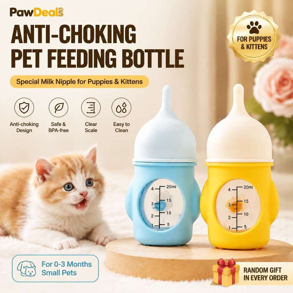 Anti Asfixia Garrafa De Alimentação Para Animais De Estimação Filhote De Cachorro Gatinho Leite Macio Silicone Mamilo Re