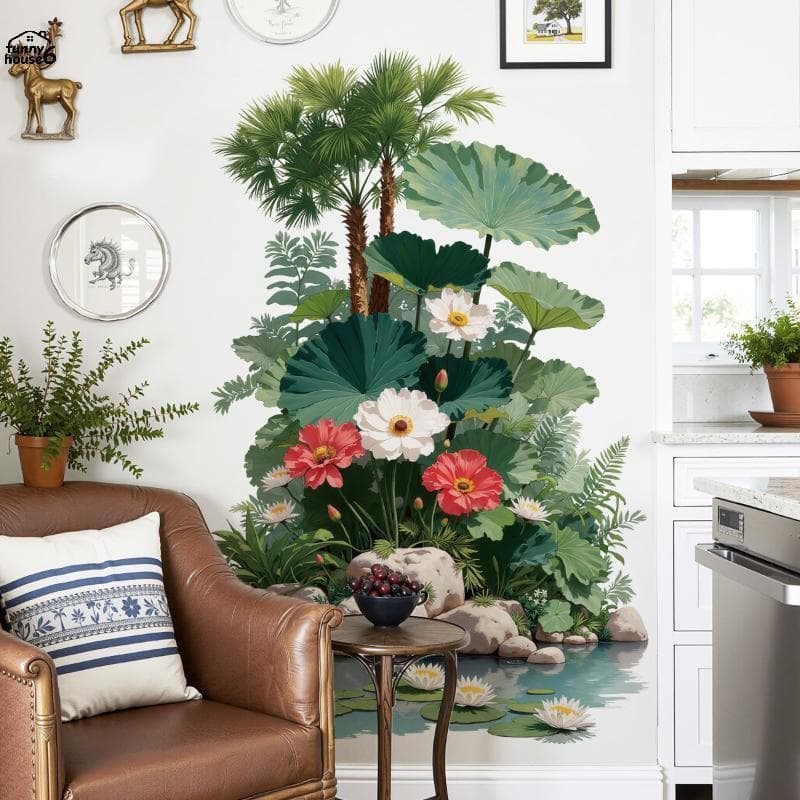 Divertido Grande Planta Verde Decalque De Parede Orçamento Amigável Aluguel Decoração Stier Para Apartamento Sala Estar