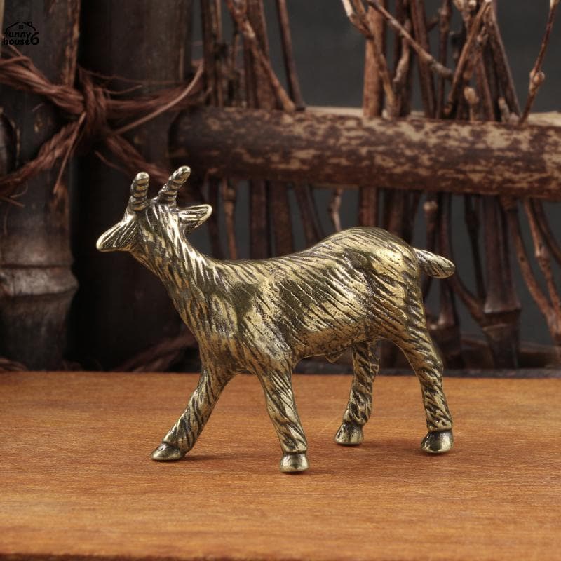 Divertido Estátua De Antílope De Latão Antigo Sólido Pequeno Ornamento De Mesa Peso De Papel Durável Para De Estudo Deco