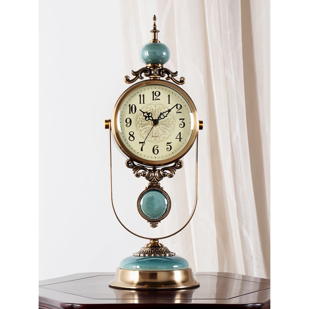 Americano Retro relógio de mesa sala estar decoração do agregado familiar luz europeia luxo mudo Metal relógio estilo ét