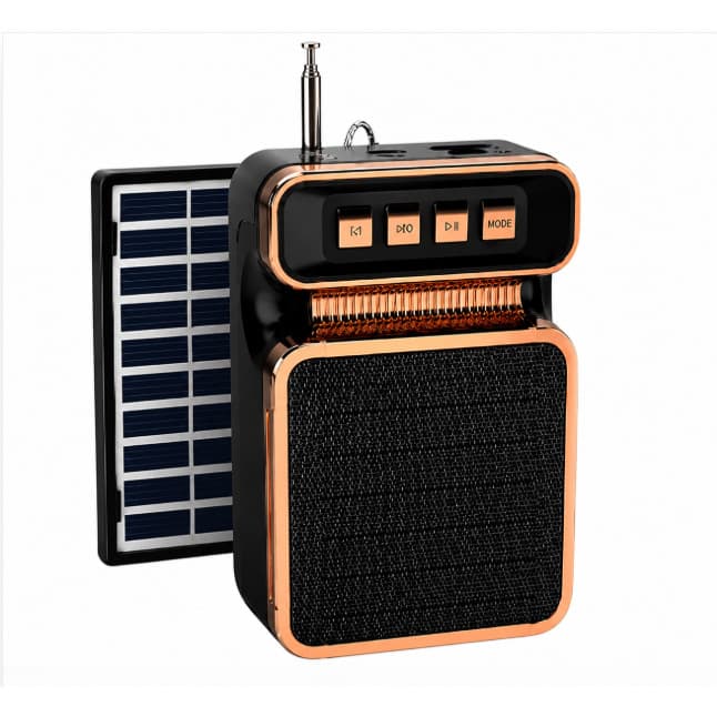 Caixa De Som Bluetooth Recarregável Solar USB FM Estilo Retrô Envio Aleatorio