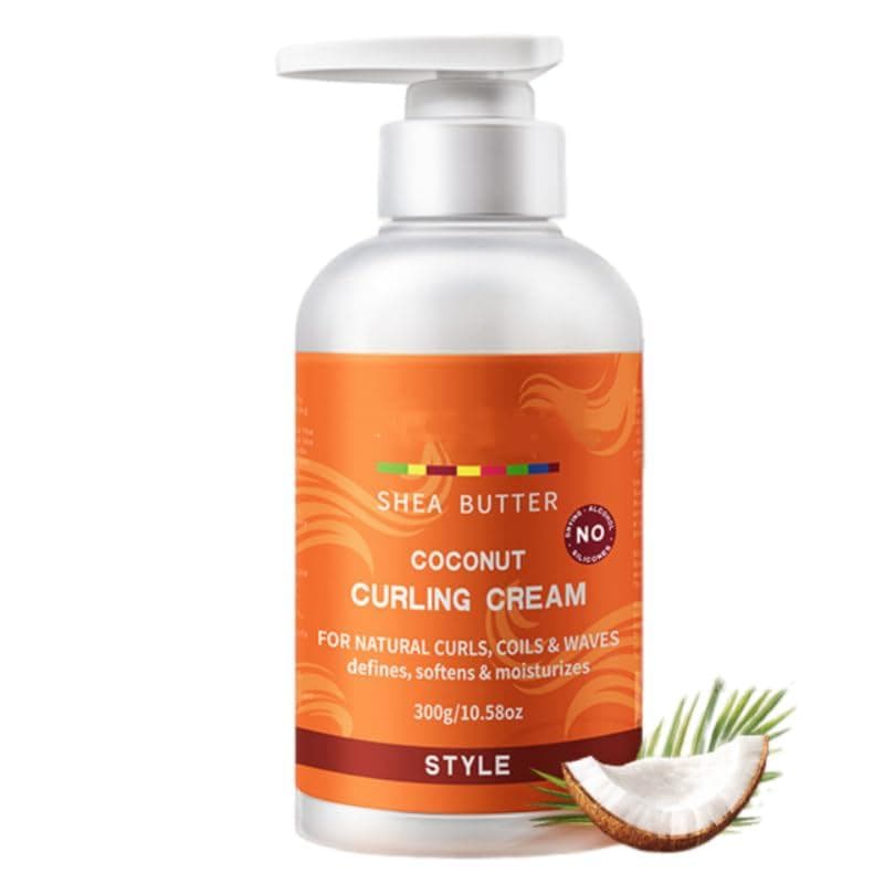 Creme Modelador de Cachos de Coco com Manteiga de Karité, 10,58oz, Creme Capilar Suavizante para Realçar Cachos, Máscara