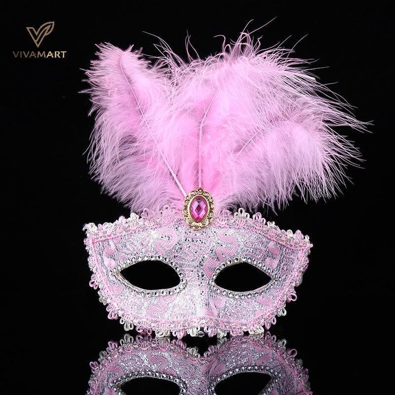 Vivamart Festa Máscara Feminina Masquerade Luxo Peaco Penas Meia Facial Cosplay Traje Para Crianças
