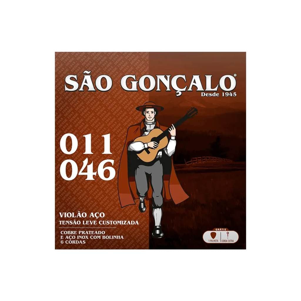 Jogo De Cordas P/violão Aço C/bolinha 011" - 046" São Gonçalo [F108]
