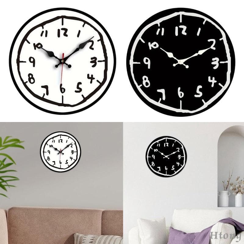 [Htong] Relógio De Parede Silencioso Redondo Quarto Pendurado Ornamento Moderno Adequado Para Sala De Estar Cozinha Estu