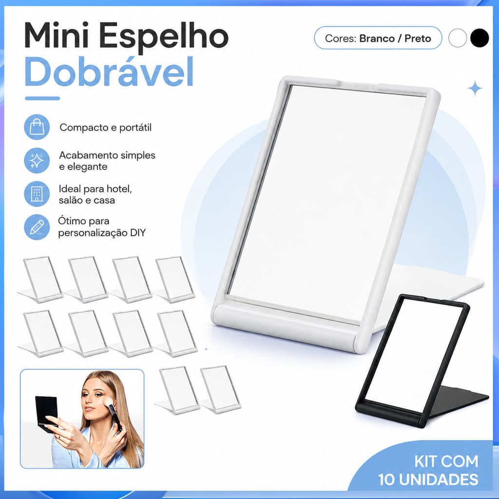 Espelho de maquiagem portátil dobrável simples DIY Hotel Room Espelho de maquiagem descartável