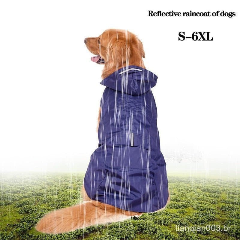 Capa de Chuva para Cães Impermeável com Capuz Refletivo, Jaqueta Impermeável para Uso Externo XQL5