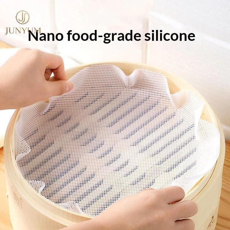Junyuem Tapete De Silicone Reutilizável Para Vaporizador , Não-Sti Dim Sum , Forros De Rede Redondo Cozimento , Ferramen