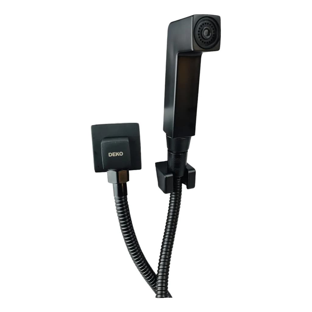 DUCHA HIGIÊNICA QUADRADA LUXO COMPLETA1/4 DE VOLTA C/ MANGUEIRA 1,2M PRETO FOSCO DEKO