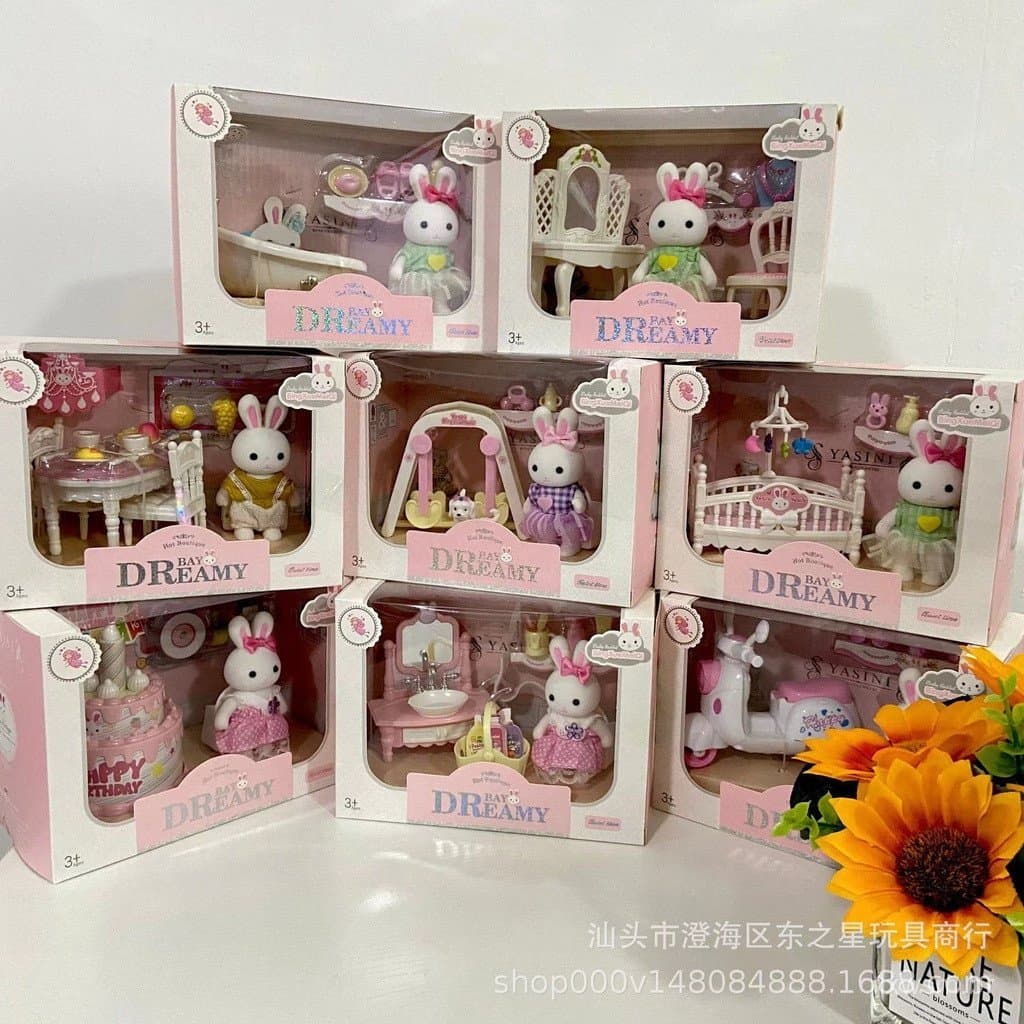 Conjunto de Brinquedos Mini Casa de Coelhinho, Mobiliário para Quarto, Presente de Aniversário para Meninas/Presentes de