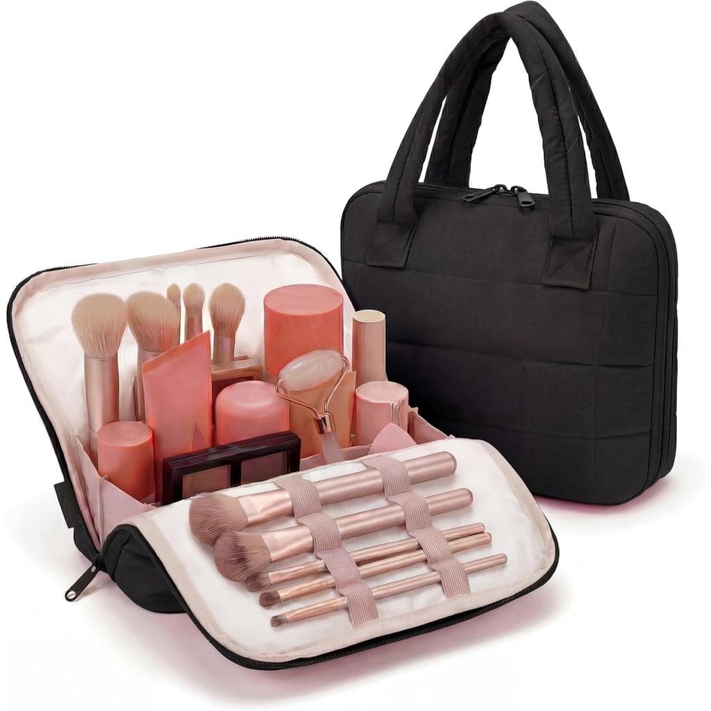 Bolsa de Maquiagem Portátil Wandering Nature para Viagem, Organizador de Cosméticos Dobrável, Bolsa de Maquiagem Acolcho