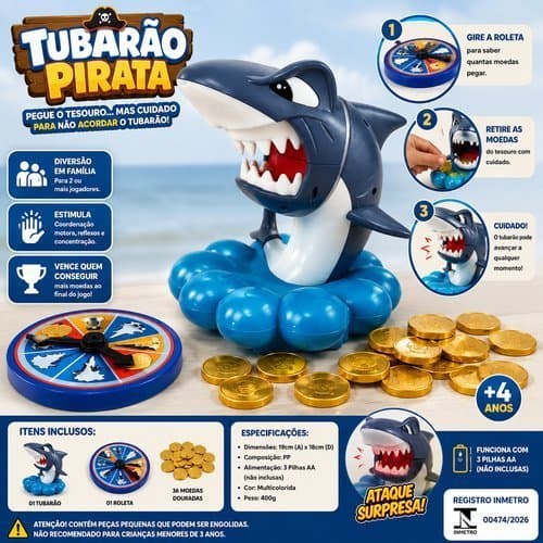 Jogo Tubarao Pirata Infantil Diversao Habilidade Educativo Criancas