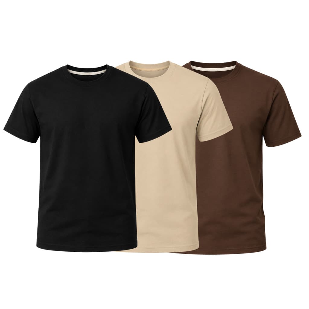 Kit 3 Camisetas Lisas 100% Algodão Masculina Unissex Gola Redonda