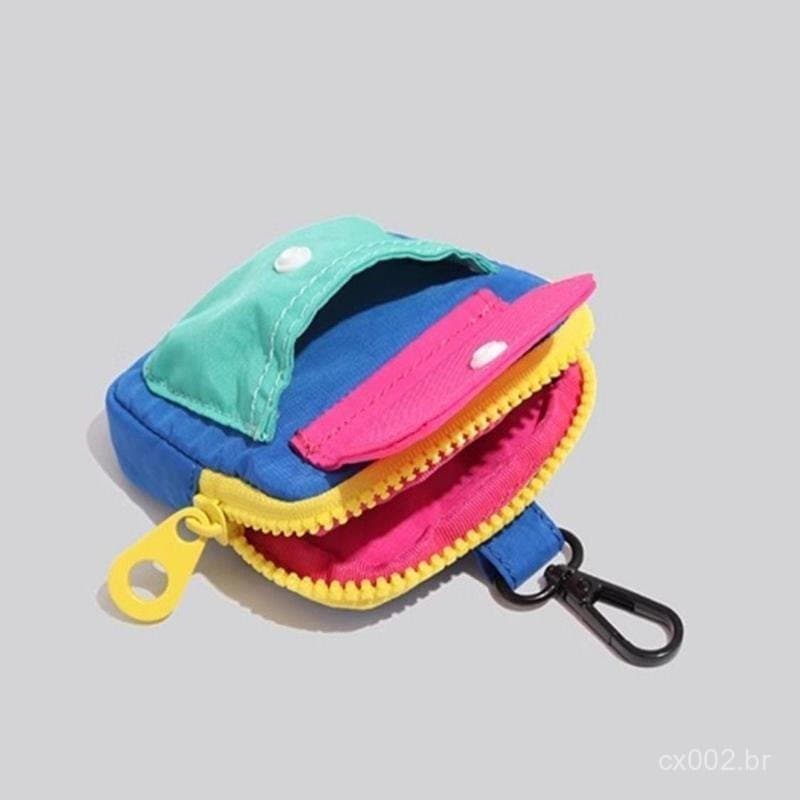 Bolsa De Moedas Portátil Com Zíper , Cor Contrastante , Fone De Ouvido , Carteira Multifuncional , Uso Diár